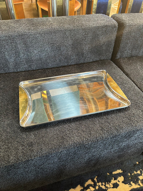 Italian Steel Tray with Brass Accents