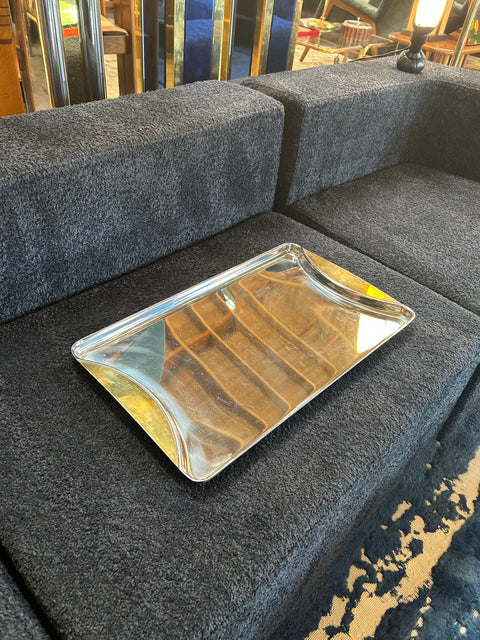 Italian Steel Tray with Brass Accents