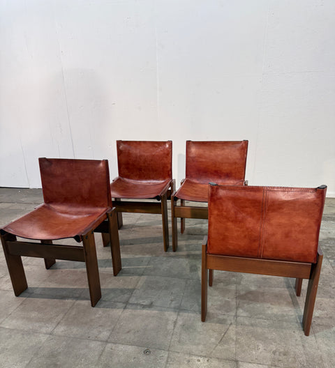 Set of 4 “Monk” Chairs by Afra & Tobia Scarpa, Italy, 1973