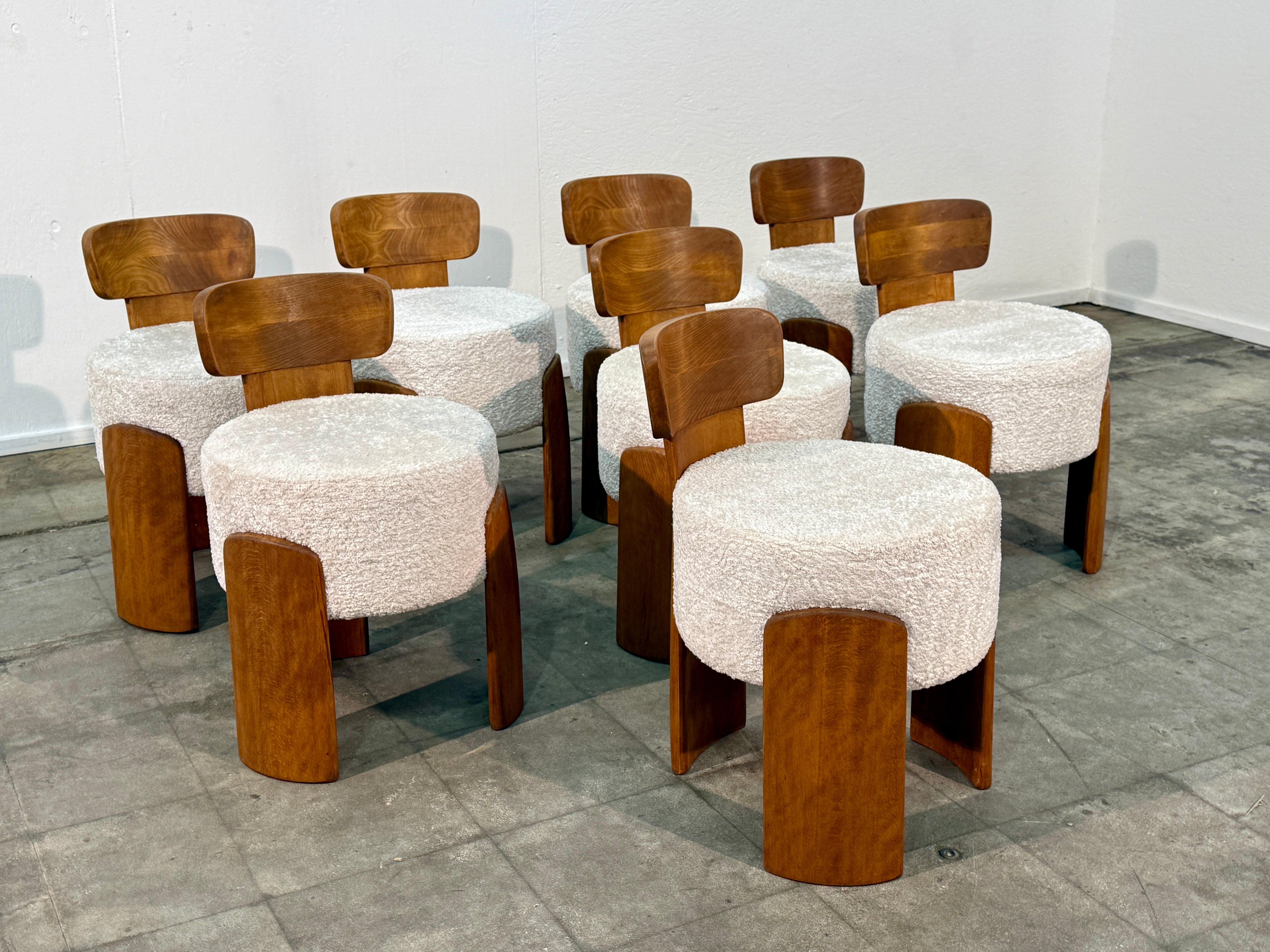 Set of Eight Reupholstered Chairs, Mid-Century Style