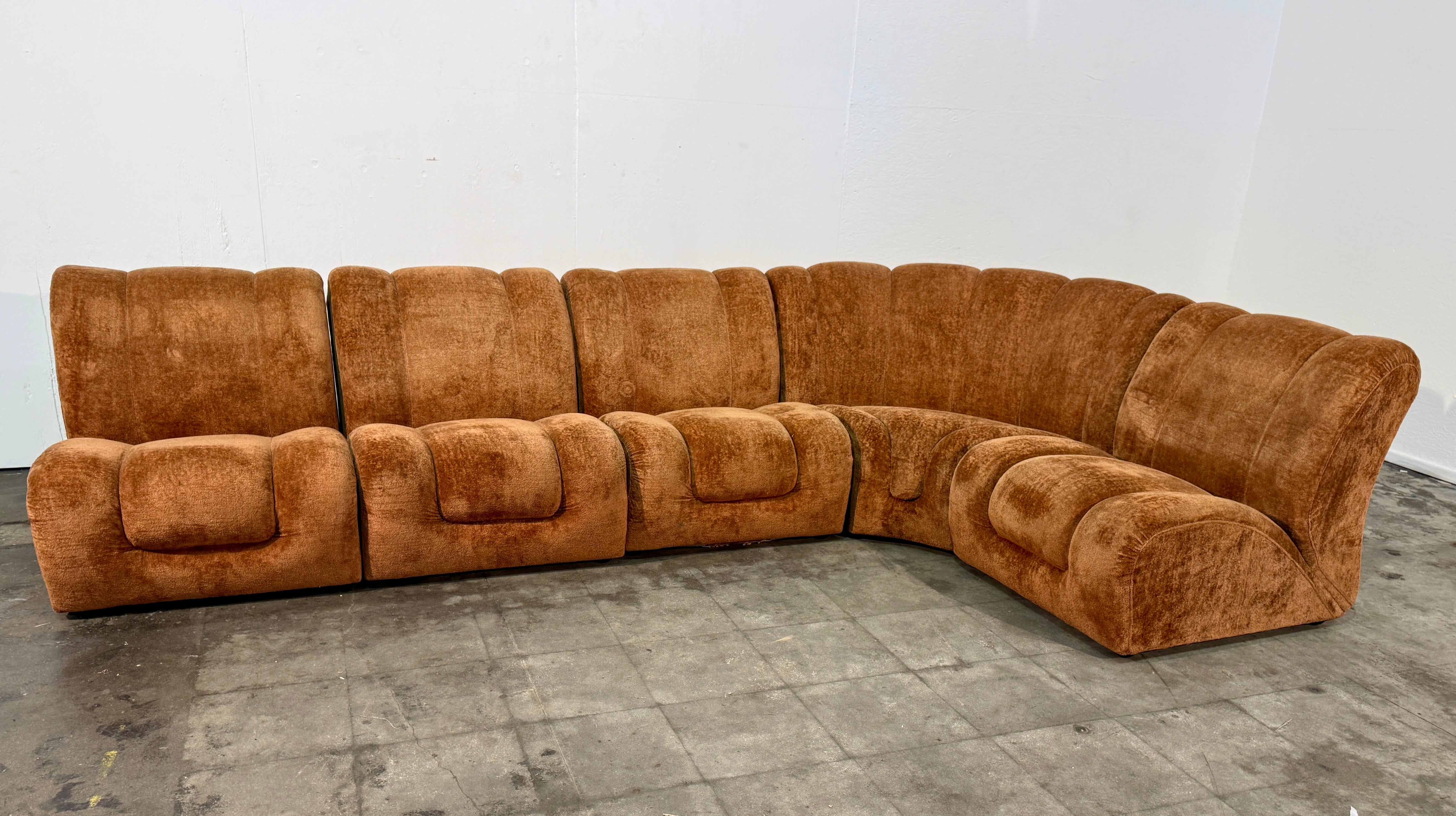 Italian Modular Sofa By Claudio Vagnoni, Five-Seat Configuration, 1970s