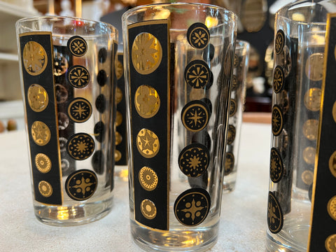 Pair of 6 Tall Glass Fornasetti Style 1980s