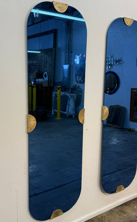 Pair of Blue Glass Wall Mirrors by Angelo Brotto, Italy, 1970s