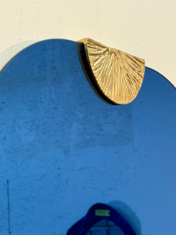 Pair of Blue Glass Wall Mirrors by Angelo Brotto, Italy, 1970s