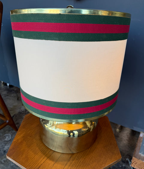 Italian Brass Table Lamp with Canvas Shade. 1970s