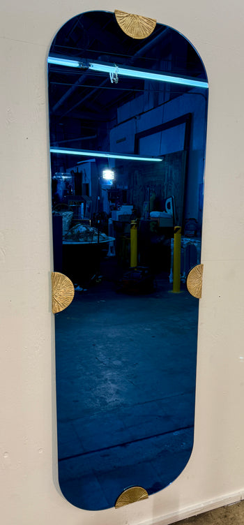 Blue Glass Wall Mirror by Angelo Brotto, Italy, 1970s