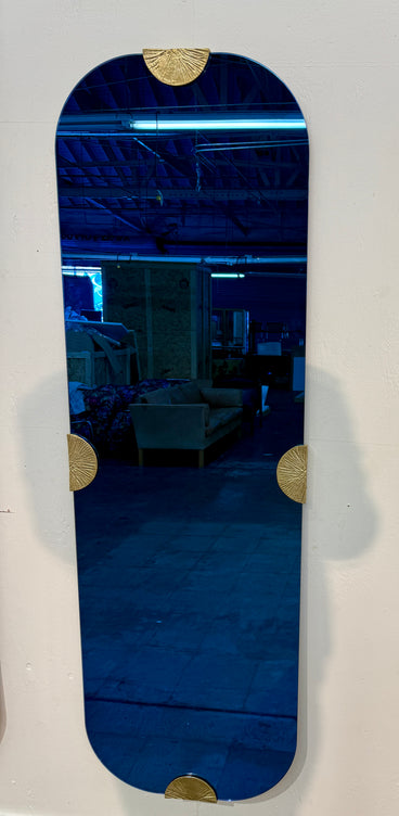 Blue Glass Wall Mirror by Angelo Brotto, Italy, 1970s