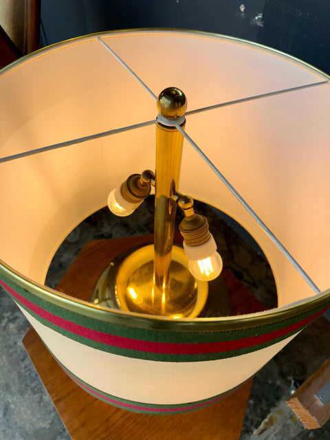 Italian Brass Table Lamp with Canvas Shade. 1970s