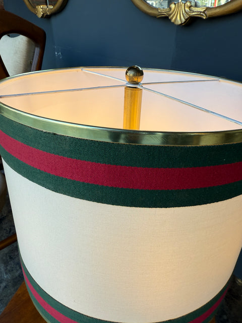 Italian Brass Table Lamp with Canvas Shade. 1970s