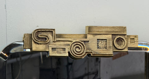 Angelo Brotto Gilt Metal Wall Mirror, 1970s