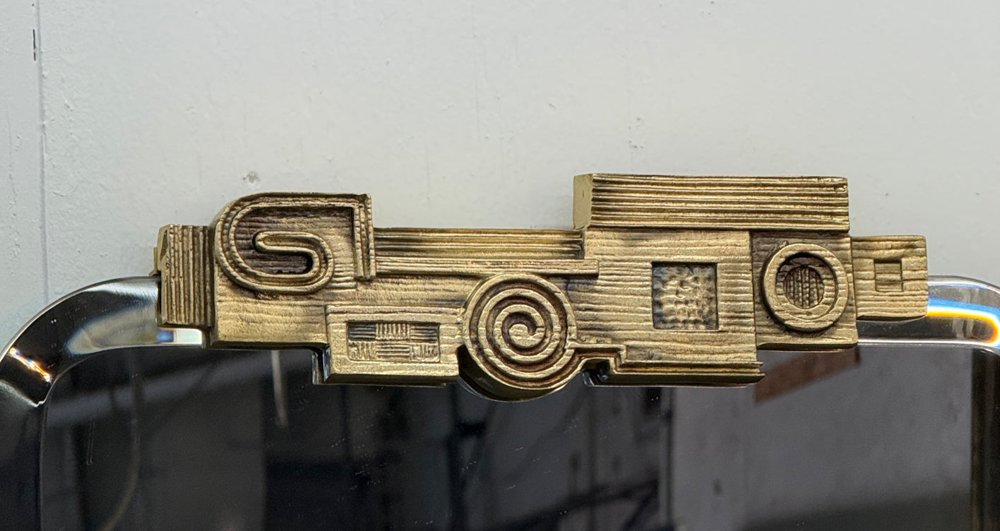 Angelo Brotto Gilt Metal Wall Mirror, 1970s