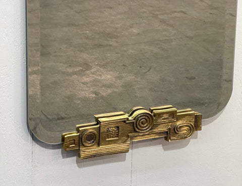 Angelo Brotto Gilt Metal Wall Mirror, 1970s