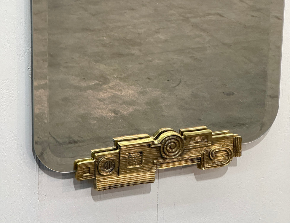 Angelo Brotto Gilt Metal Wall Mirror, 1970s