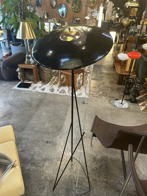 Brass & Black Metal Mid Century Italian Floor Lamp