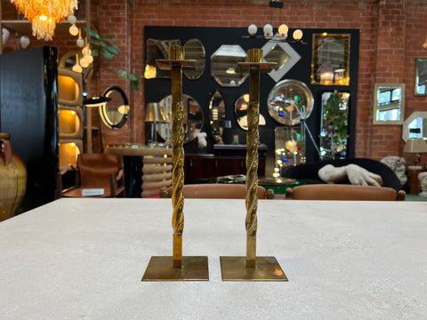 Pair of 2 Vintage Italian Decorative Brass Candlestick
