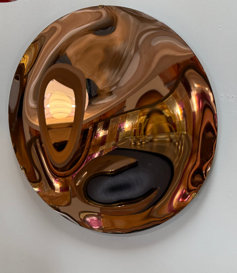 Rose Gold Convex Mirror, 1970s