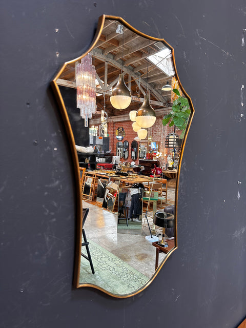 Vintage Italian Sculptural Brass Wall Mirror 1980