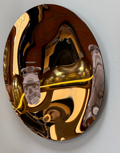 Rose Gold Convex Mirror, 1970s