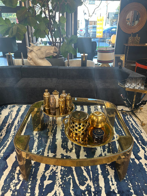 Italian Mid-Century Modern Brass Coffee Table