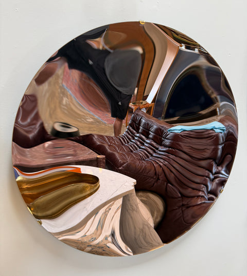 Rose Gold Convex Mirror, 1970s