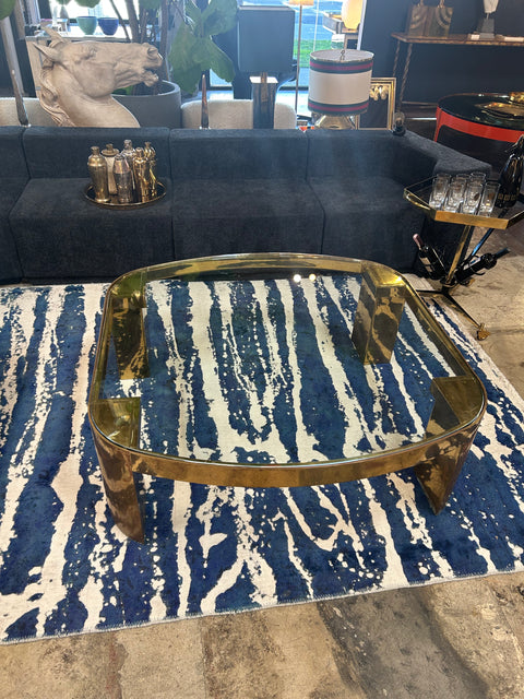 Italian Mid-Century Modern Brass Coffee Table