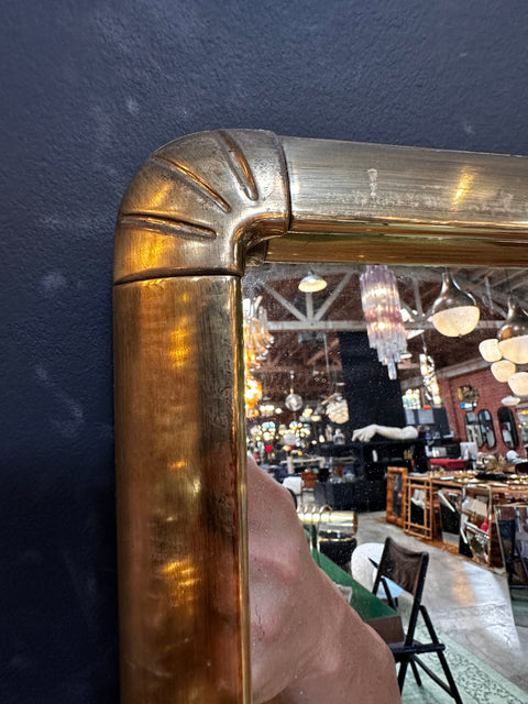 Vintage Italian Brass Wall Mirror 1980s