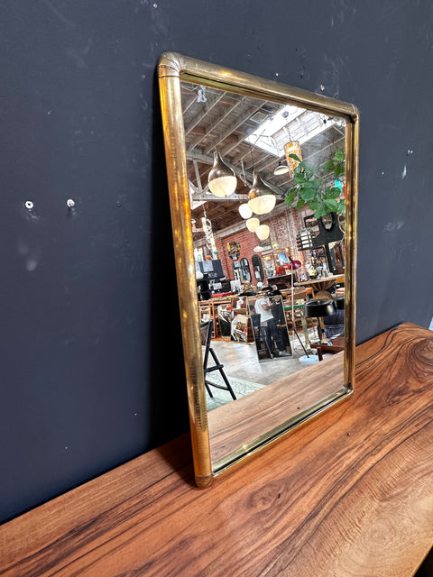 Vintage Italian Brass Wall Mirror 1980s