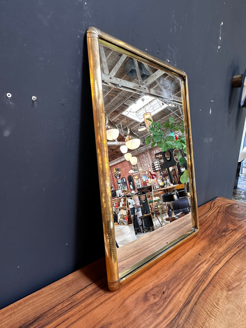 Vintage Italian Brass Wall Mirror 1980s