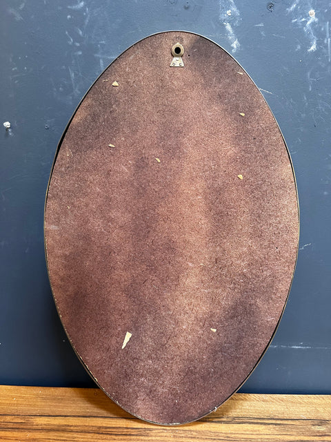 Vintage Italian Oval Brass Wall Mirror 1980s