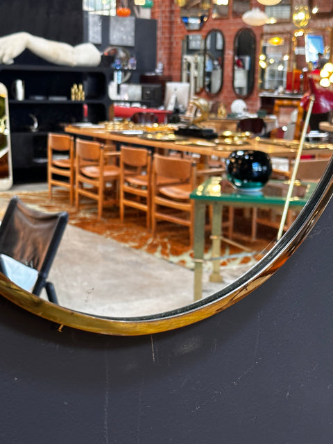 Vintage Italian Oval Brass Wall Mirror 1980s