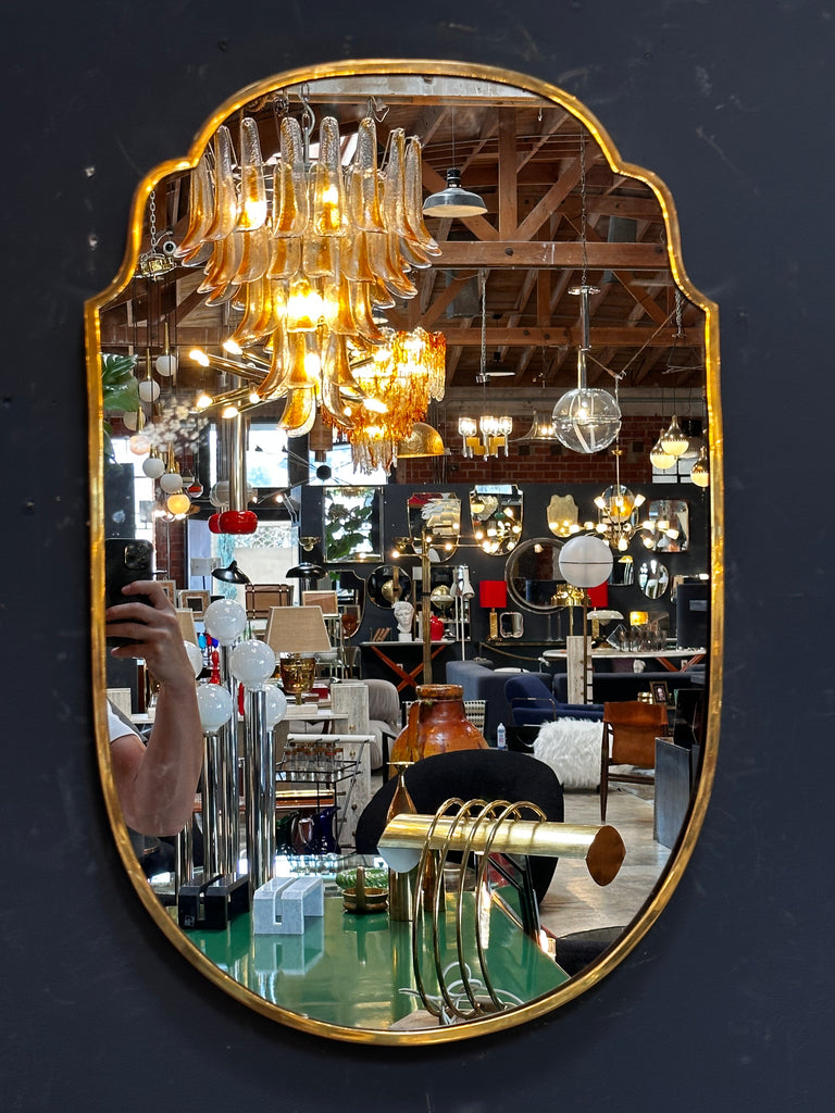 Petite Italian Brass Mirror - Orange Furniture Los Angeles