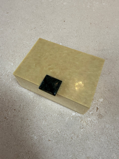 Vintage Faux Marble Lucite Trinket Box with Decorative Stone Accent