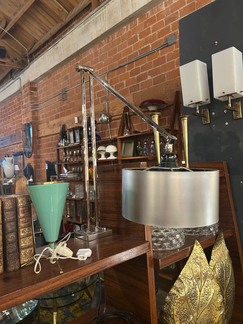 Mid-Century Modern Chrome Clamp-On Adjustable Desk Lamp