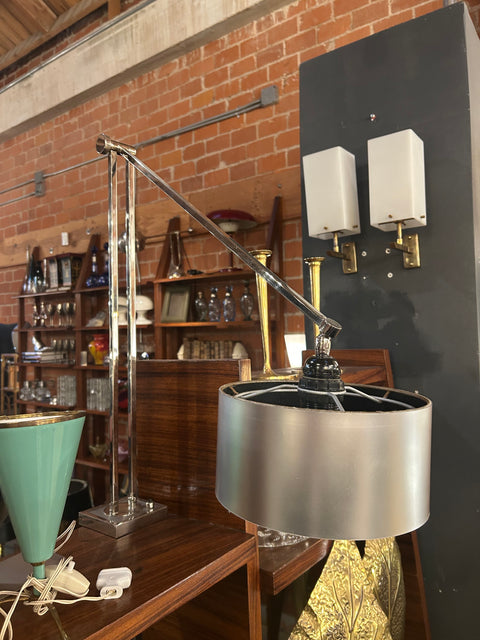 Mid-Century Modern Chrome Clamp-On Adjustable Desk Lamp