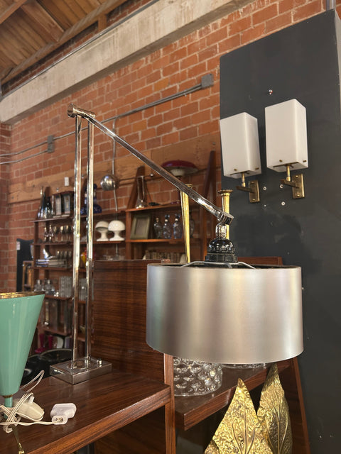 Mid-Century Modern Chrome Clamp-On Adjustable Desk Lamp