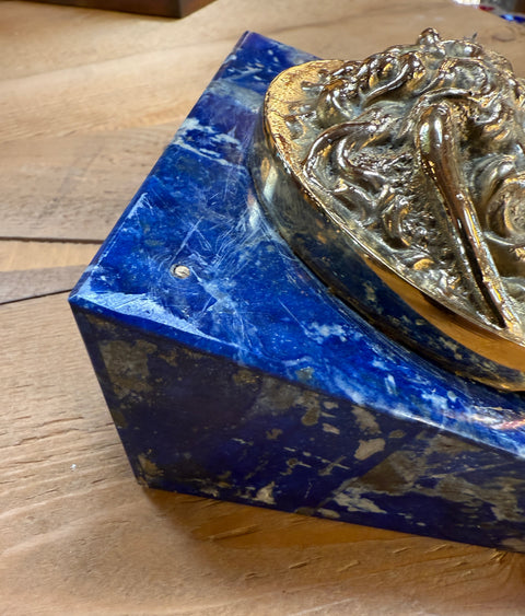 Italian Lapis Lazuli and Gilt Bronze Medusa Plaque, Gioielleria Tarascio, Rome