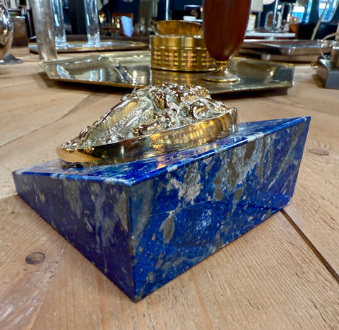 Italian Lapis Lazuli and Gilt Bronze Medusa Plaque, Gioielleria Tarascio, Rome