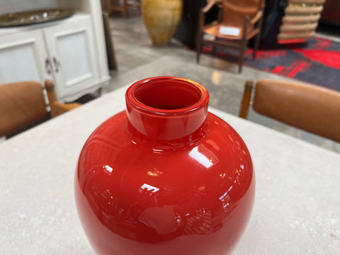 Mid Century Italian Red Vase By Venini 1960s