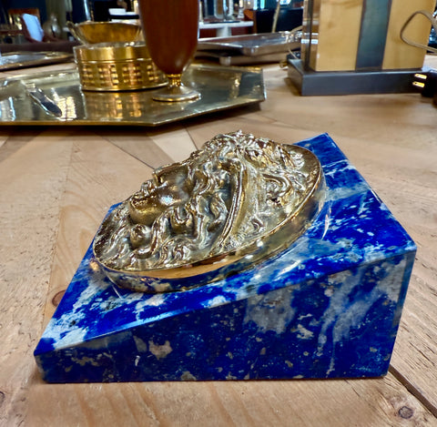 Italian Lapis Lazuli and Gilt Bronze Medusa Plaque, Gioielleria Tarascio, Rome