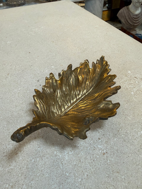 Vintage Brass Maple Leaf Dish / Catchall Bowl