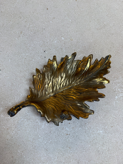 Vintage Brass Maple Leaf Dish / Catchall Bowl