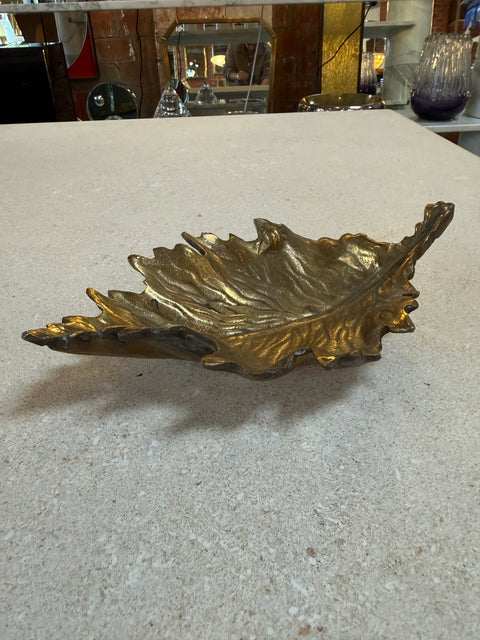 Vintage Brass Maple Leaf Dish / Catchall Bowl
