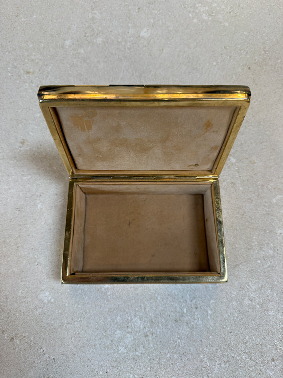 Vintage Horn Veneer Jewelry Box with Brass Trim