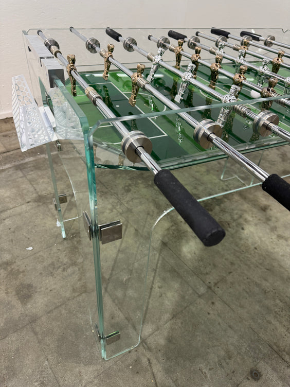 Vintage Lucite & Crystal Glass Foosball Table, Italy, 1970s