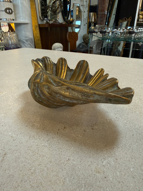 Vintage Brass Shell Dish / Scallop Shell Catchall Bowl