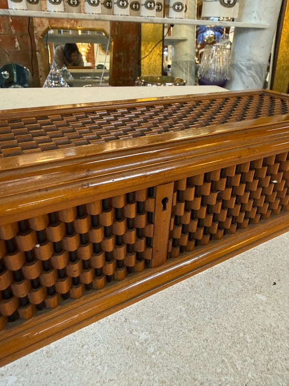 Vintage Wooden Woven Jewelry Box