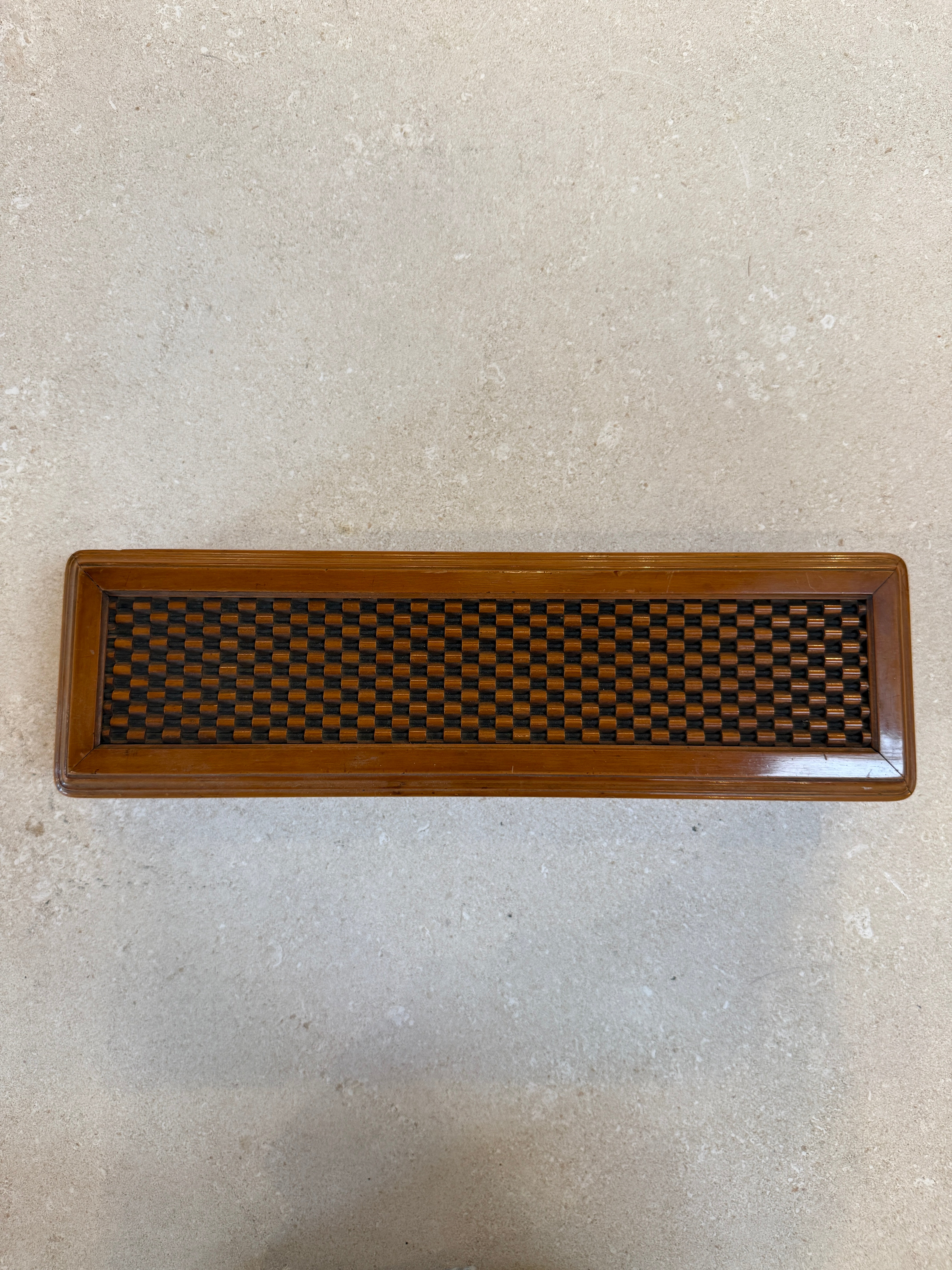 Vintage Wooden Woven Jewelry Box