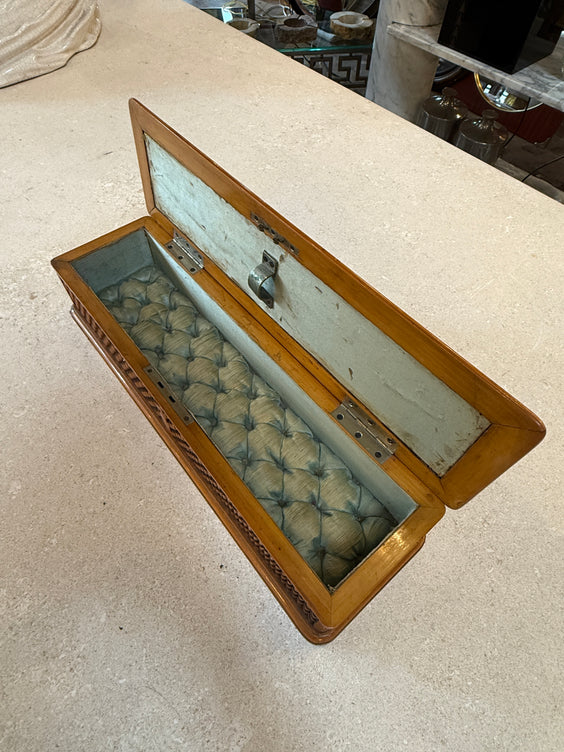 Vintage Wooden Woven Jewelry Box