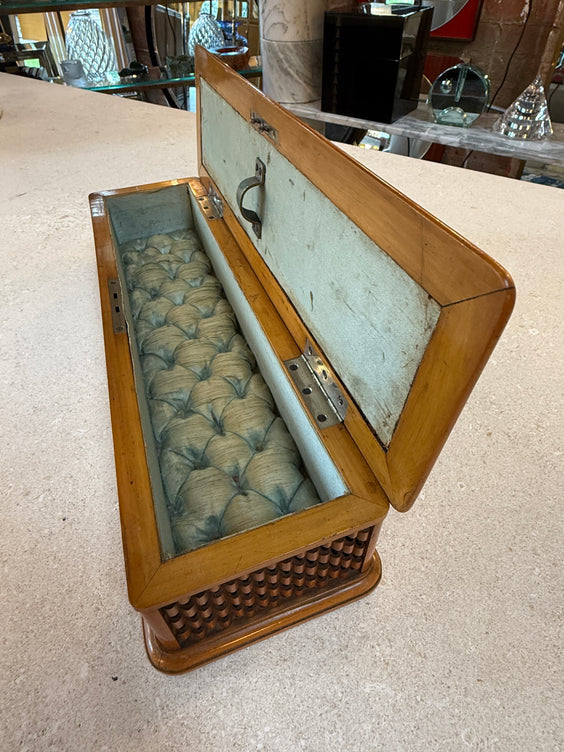 Vintage Wooden Woven Jewelry Box