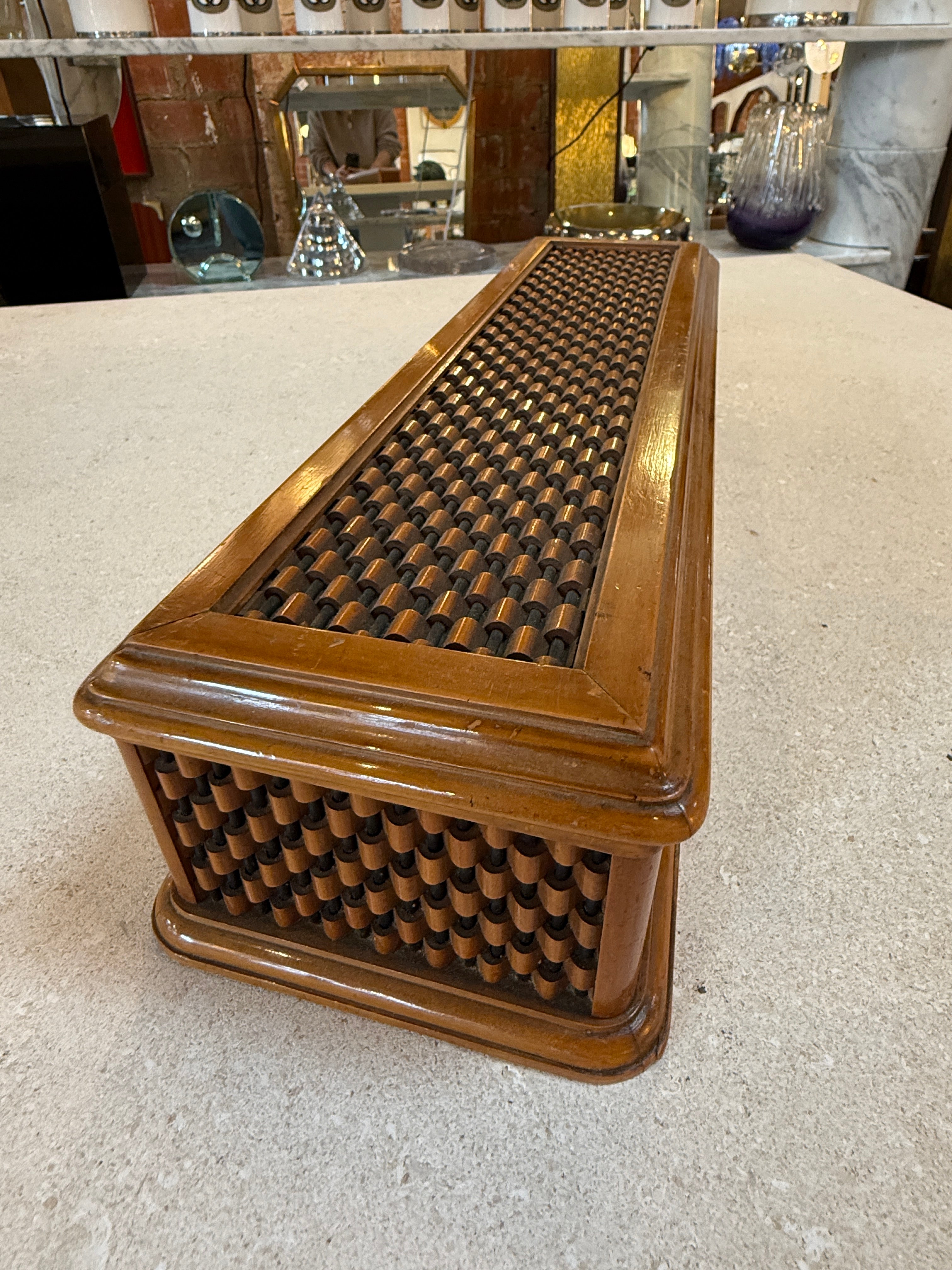 Vintage Wooden Woven Jewelry Box